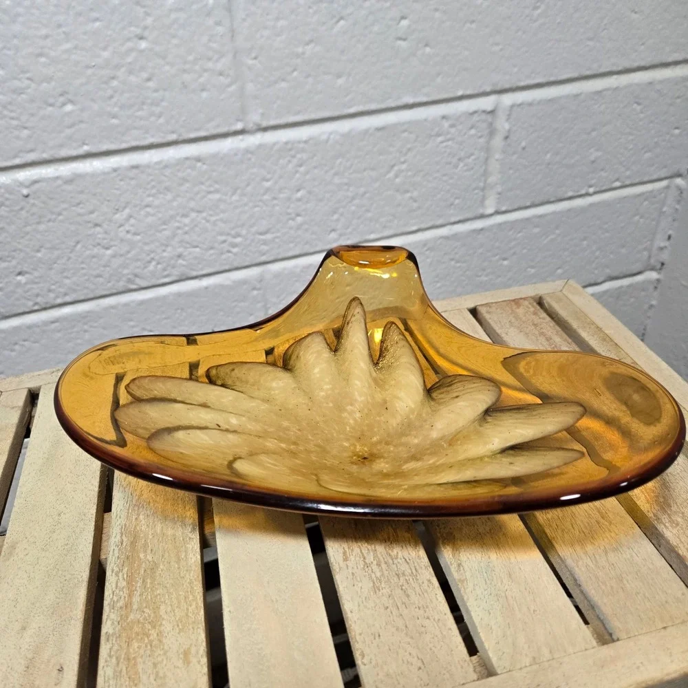 Vtg Fratelli Toso Murano Glass‎ Bowl Ashtray Candy Dish Flower Swirl MCM Decor
